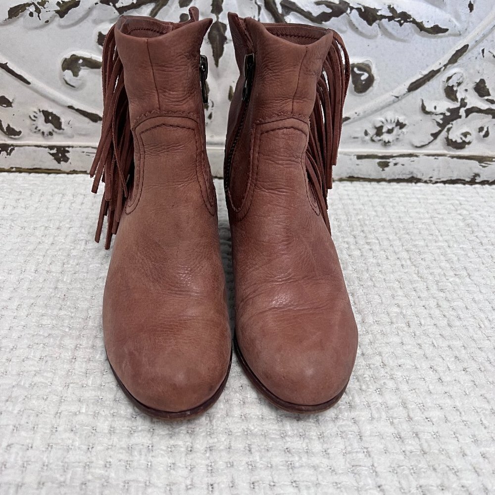Sam Edelman Louie Fringe Brown Western Booties